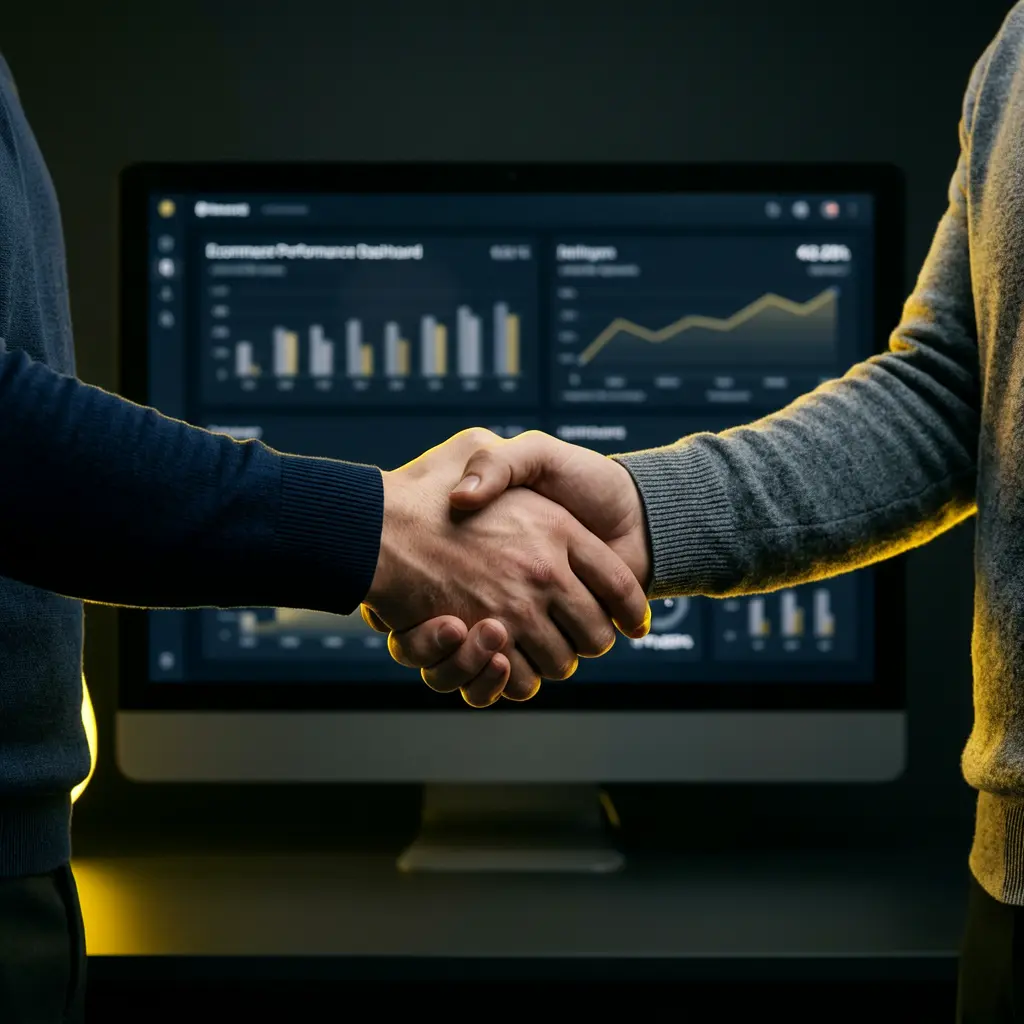 Handshake symbolizing a growth partnership with an ecommerce marketing agency